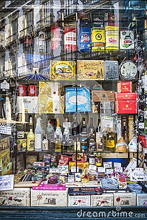 Traditional spanish deli food shop display in santiago de compos Editorial Stock Photo