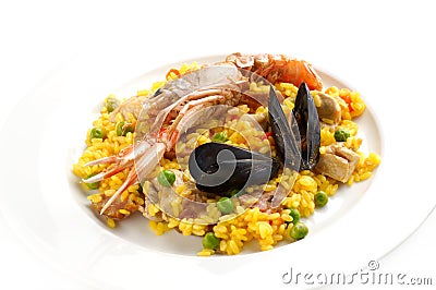 Traditional Spanish food Paella Stock Photo