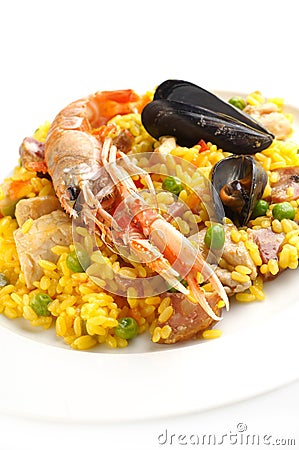 Traditional Spanish food Paella Stock Photo