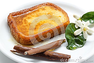 Traditional Spanish torrijas (French toasts). Dessert of Lent an Stock Photo