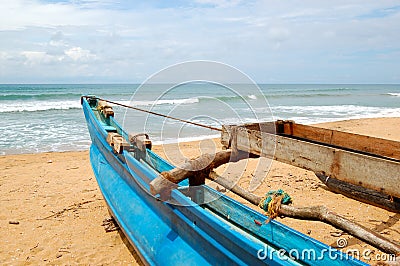 The traditional Sri Lanka's boat for fishing Stock Photo