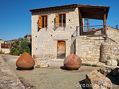Traditional stone house of the Lania village. Limassol. Cyprus Stock Photo