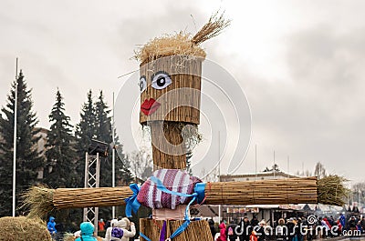 A traditional straw effigy on Shrovetide. Editorial Stock Photo