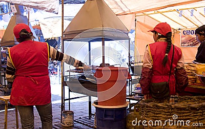 Traditional street fast food in Bolivia Editorial Stock Photo