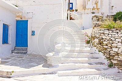 Traditional street in Tinos Island,Greece Stock Photo