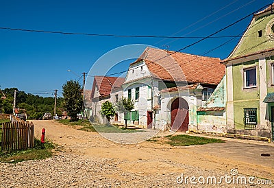 Traditional street view of saxon village in Transylvania. Chirpar, Sibiu County, Romania Stock Photo