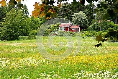 Traditional Swedish cottage Stock Photo