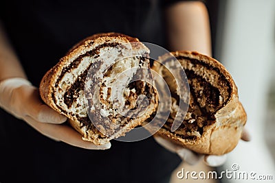 Traditional sweet bread, cozonac, babka, romanian dessert Stock Photo