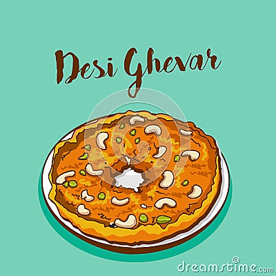 Desi ghevar vector illustration Vector Illustration