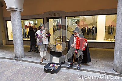 Traditional Switzerland street singers Editorial Stock Photo