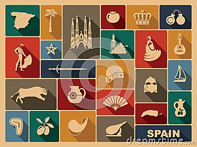 Traditional symbols of Spain Vector Illustration