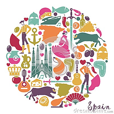 Traditional symbols of Spain Vector Illustration