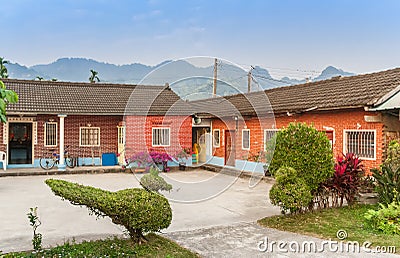 Traditional taiwanese brick houses close to Ershui Stock Photo