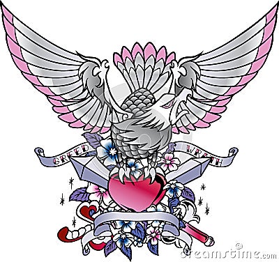 premium tattos eagle tattooing style ink download Vector Illustration