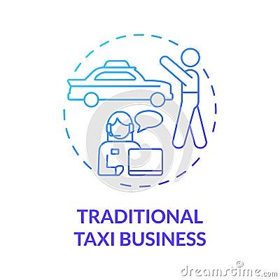 Traditional taxi business blue gradient concept icon Vector Illustration
