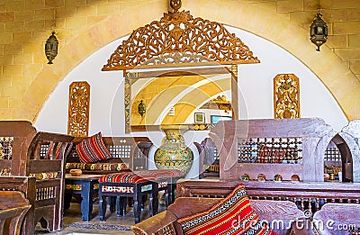 In traditional teahouse, Mahdia, Tunisia Editorial Stock Photo