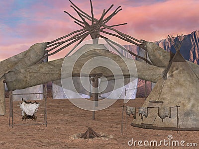 Traditional teepee village Stock Photo