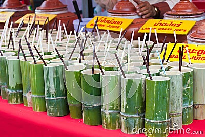 Traditional Thai bamboo tube. Stock Photo