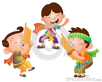 Traditional Thai Musician group Vector Illustration