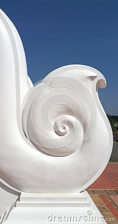 Traditional Thai style art of white spiral pattern stucco Stock Photo