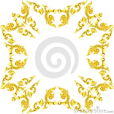 Traditional Thai style golden stucco pattern Stock Photo