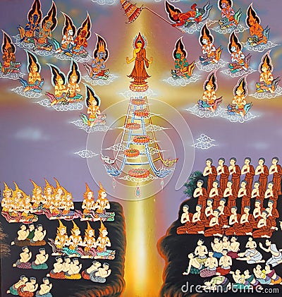 Traditional Thai style painting Stock Photo