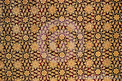Traditional Thai style painting art pattern on the wall Stock Photo