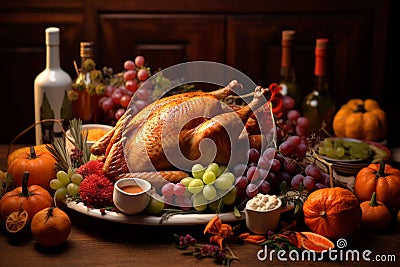 Traditional Thanksgiving turkey platter Stock Photo