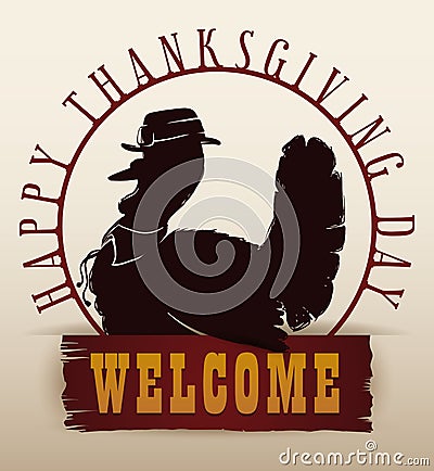 Traditional Thanksgiving Turkey Silhouette Invitation, Vector Illustration Vector Illustration