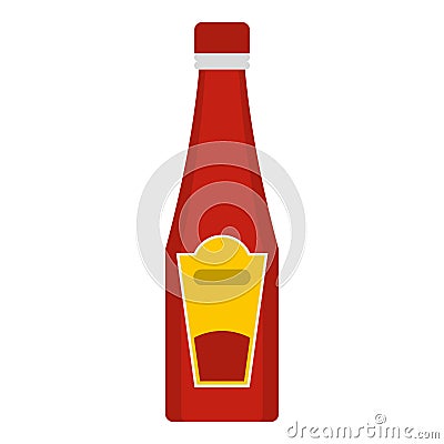 Traditional tomato ketchup bottle icon isolated Vector Illustration