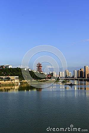 Yuewang tower in Mianyang,Sichuan,China Stock Photo