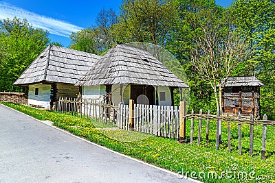 Traditional Transylvanian houses, Astra Ethnographic village museum, Sibiu, Romania, Europe Stock Photo