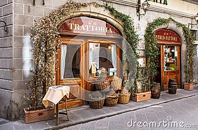 Traditional trattoria in Florence Editorial Stock Photo