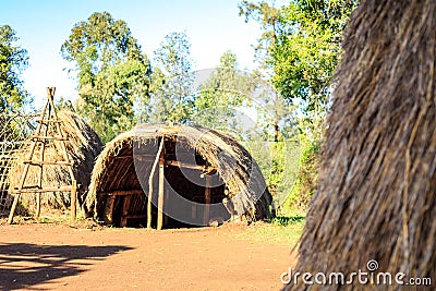 Traditional, tribal hut of Kenyan people Stock Photo