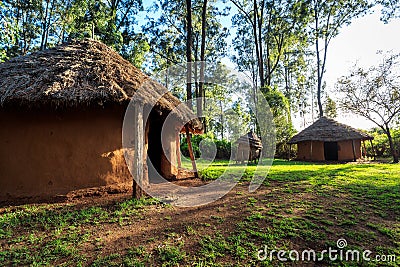 Traditional, tribal village of Kenyan people Stock Photo