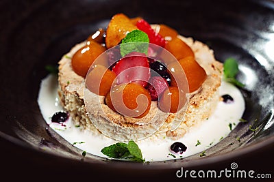 Traditional trilece dessert cake made with three milk. Stock Photo