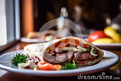 traditional turkish doner kebab with meat and vegetables Stock Photo