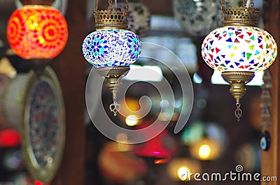 Traditional turkish mosaic lanterns Stock Photo