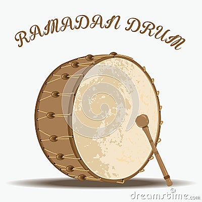 Traditional Turkish ramadan drum Vector Illustration
