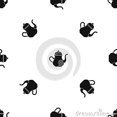 Traditional Turkish teapot pattern seamless black Vector Illustration