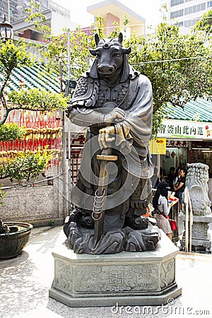 Traditional twelve chinese zodiac angel statue at Wong Tai Sin Temple at Kowloon in Hong Kong, China Editorial Stock Photo