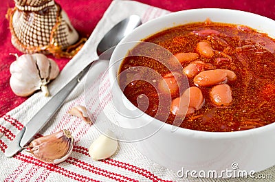 Traditional Ukrainian beetroot soup borsch Stock Photo