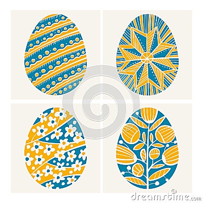 Traditional Ukrainian Easter egg in peasant style Vector Illustration