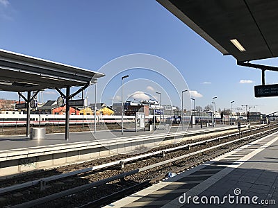 Traditional urban railway satiation in the bright morning in Berlin Editorial Stock Photo
