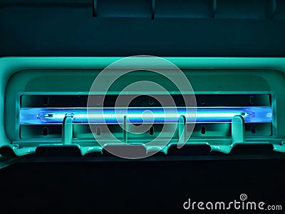 Traditional UV toothbrush sterilizer with the quartz UVC germicidal lamp Stock Photo