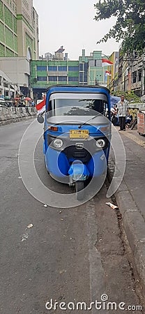 Traditional vehicles in jakarta,Bajaj Editorial Stock Photo