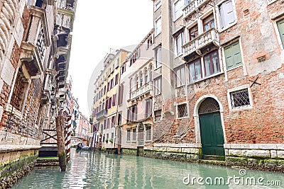 Traditional Venetian Buildings Along Venice Canals Editorial Stock Photo