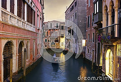 Traditional Venice gondola ride Stock Photo