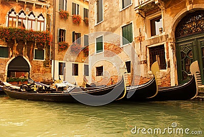 Traditional Venice gondola ride Stock Photo