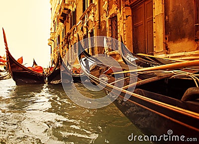 Traditional Venice gondola ride Stock Photo